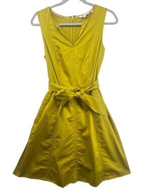 Boden Poplin Dress Sz 8R Sleeveless Belted Minimalist Fit & Flare Modern City